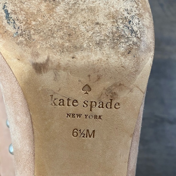 KATE SPADE New York Maeve Blush Pink Suede Pearl Studded Block Heel Pumps - Picture 6 of 6